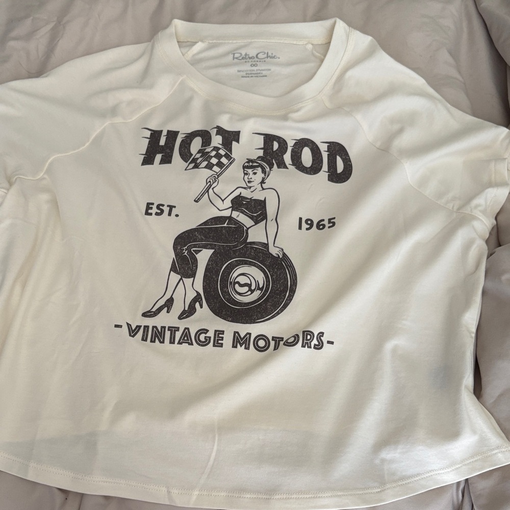 Retro Chic Cream Hot Rod Tee